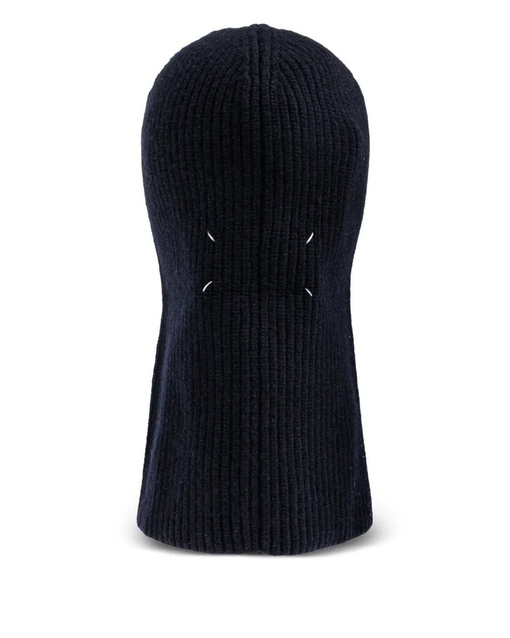 Maison Margiela Blue Ribbed-Knit Balaclava for men