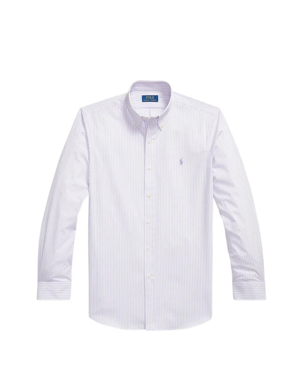 Polo Ralph Lauren White Striped-Pattern Button-Fastening Shirt for men