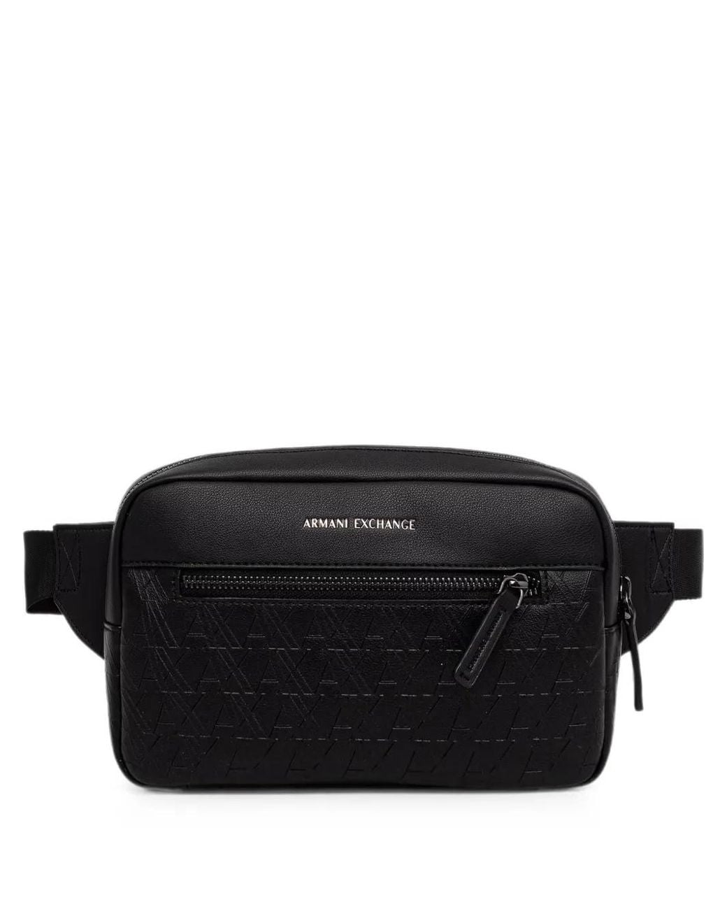 ARMANI EXCHANGE Black Logo-Embossed Belt Bag for men