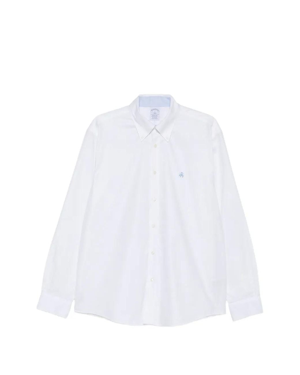 Brooks Brothers White Embroidered-Logo Button-Down Shirt for men