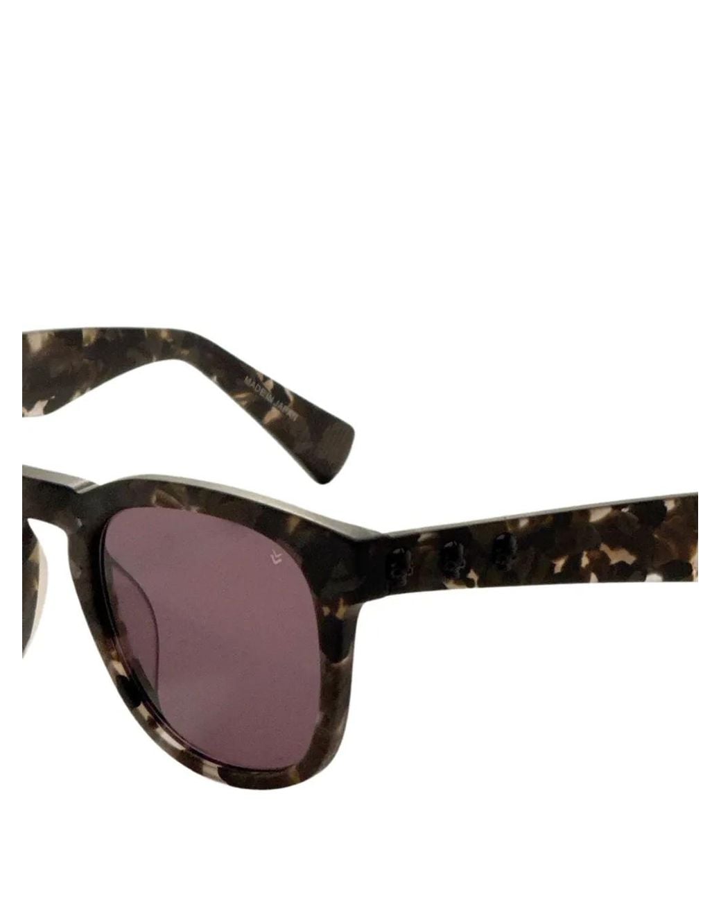 John Varvatos Brown Matte Camouflage-Pattern Square-Frame Sunglasses for men