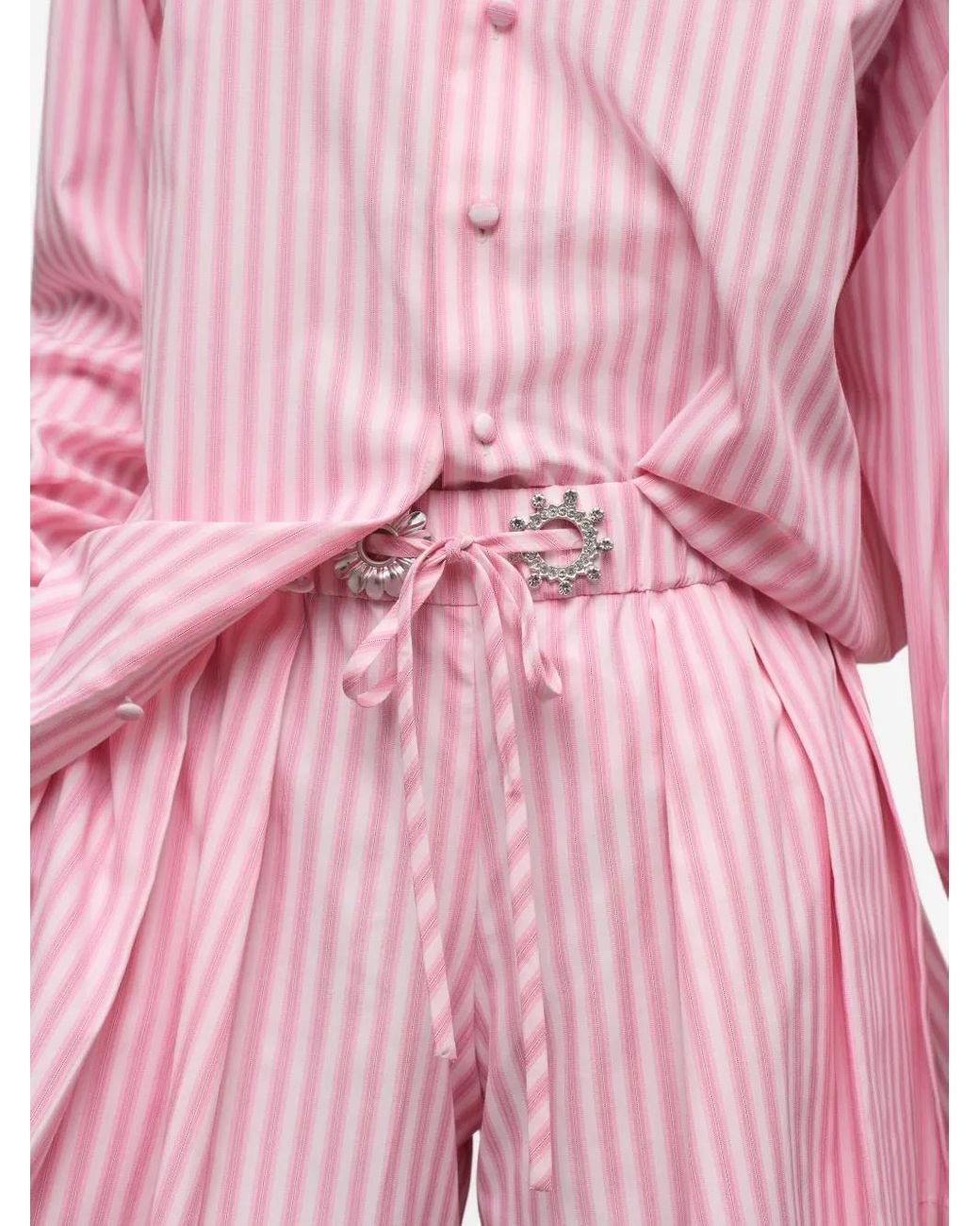 Area Gestreepte Geplooide Shorts in het Pink