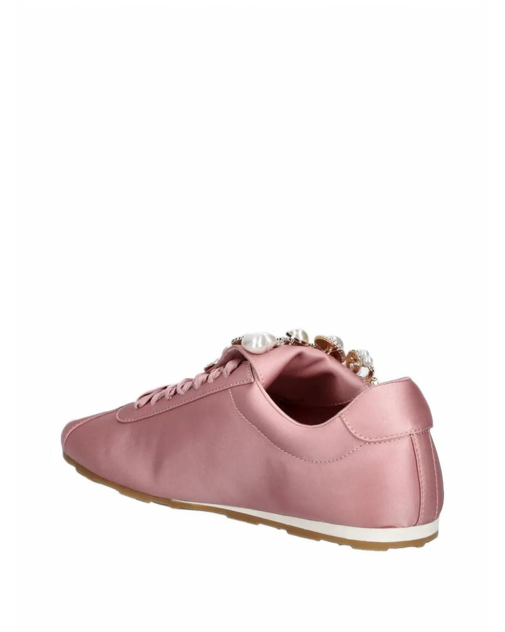 Jeffrey Campbell Pink Faux-Pearl Embellished Satin Sneakers