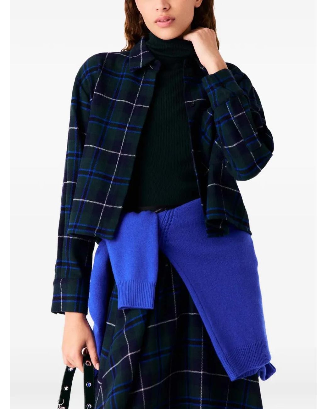 Maje Geruit Cropped Jack Met Sneeuwvlok-Patch in het Blue