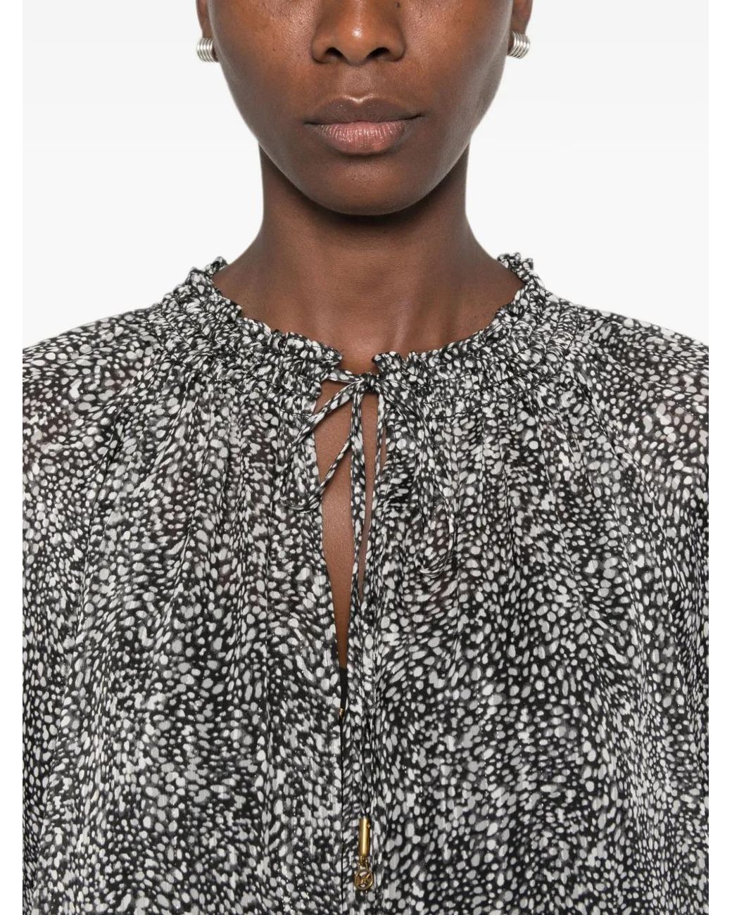 Michael Kors Gray Tie-Fastening Blouse