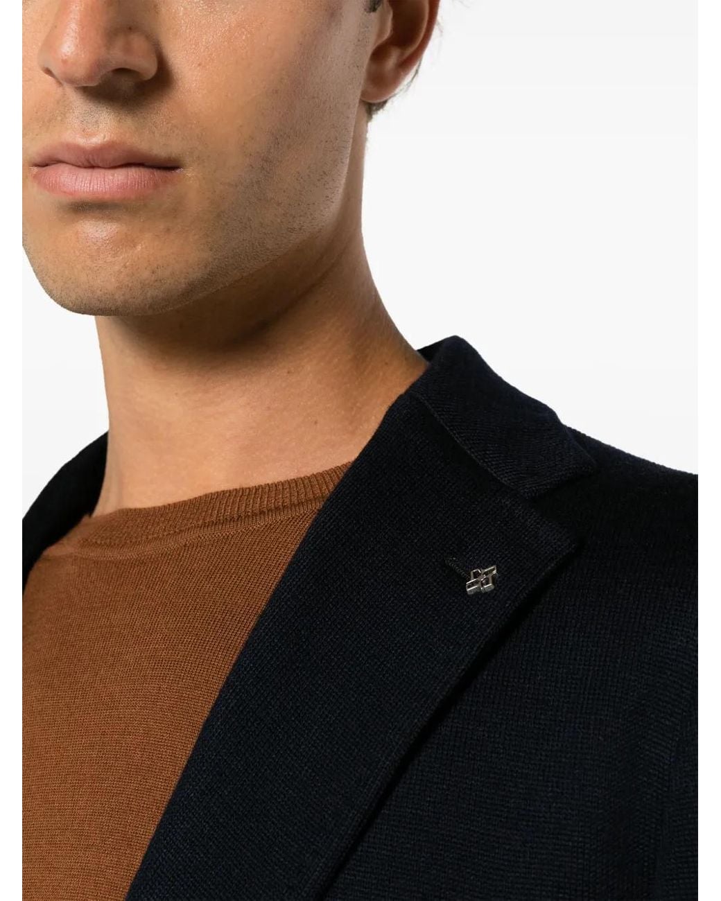 Tagliatore Black Single-Breasted Jersey Blazer for men