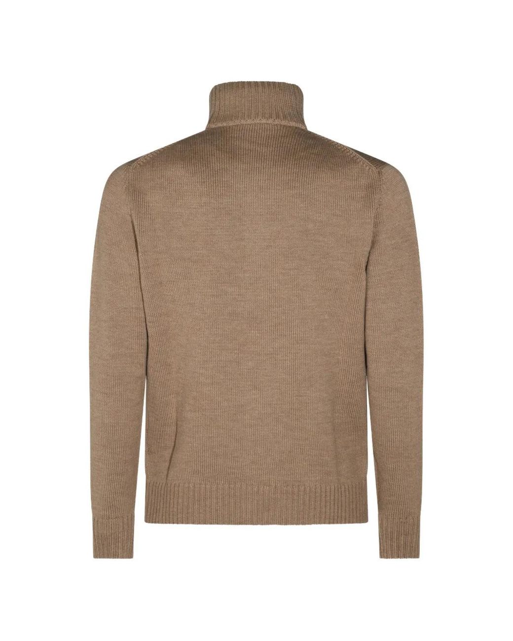 Zanone Brown Pull Boutonné À Finitions Côtelées for men