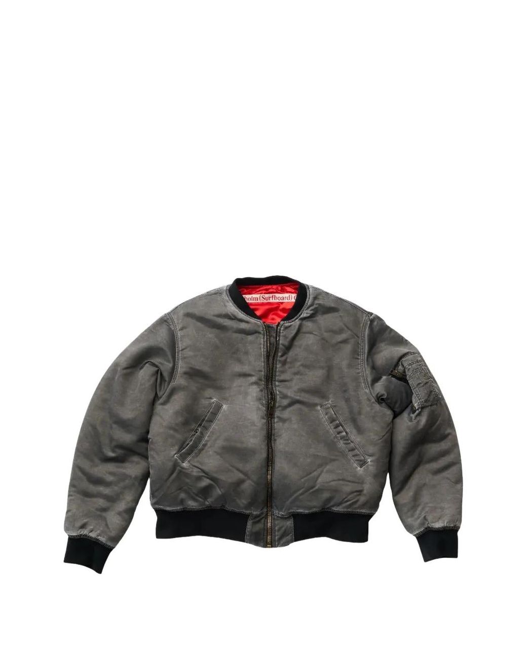 Stockholm Surfboard Club Gray Logo-Patch Bomber Jacket for men