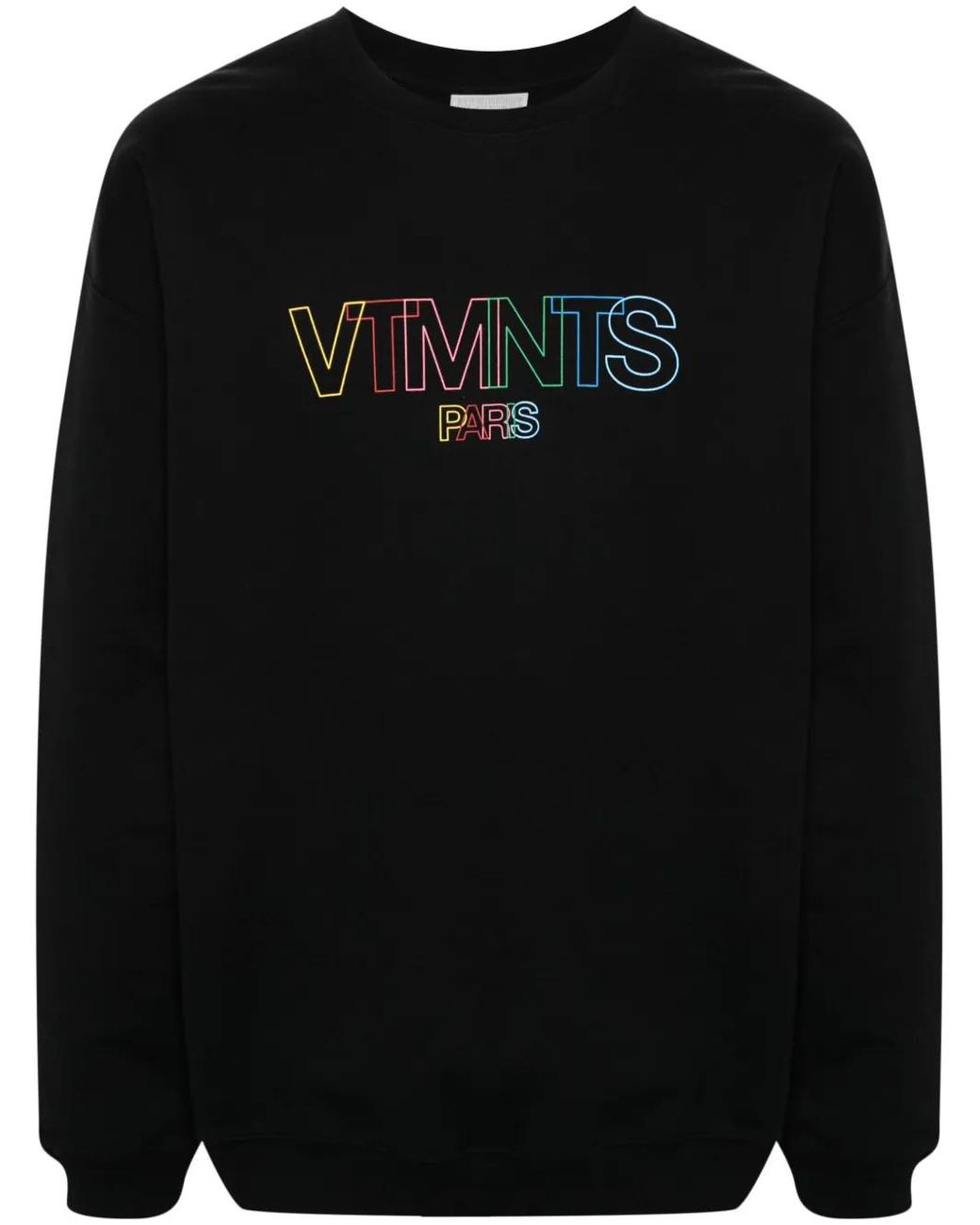 VTMNTS Black Logo-Print Crew-Neck Sweatshirt for men