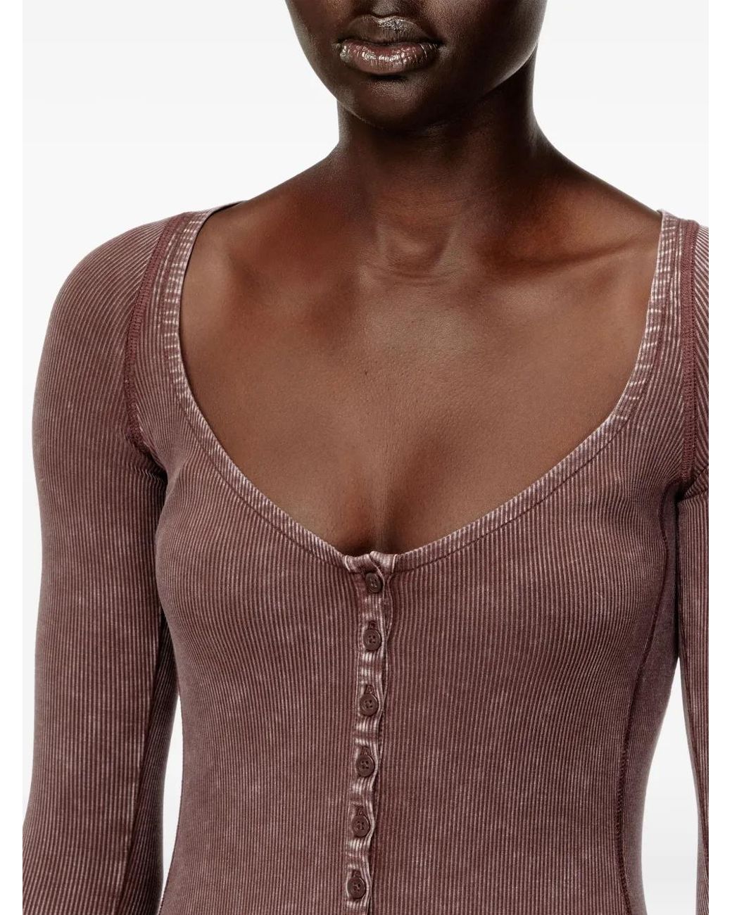 DIESEL Purple Midi D-Ley Ribbed Buttoned Dress