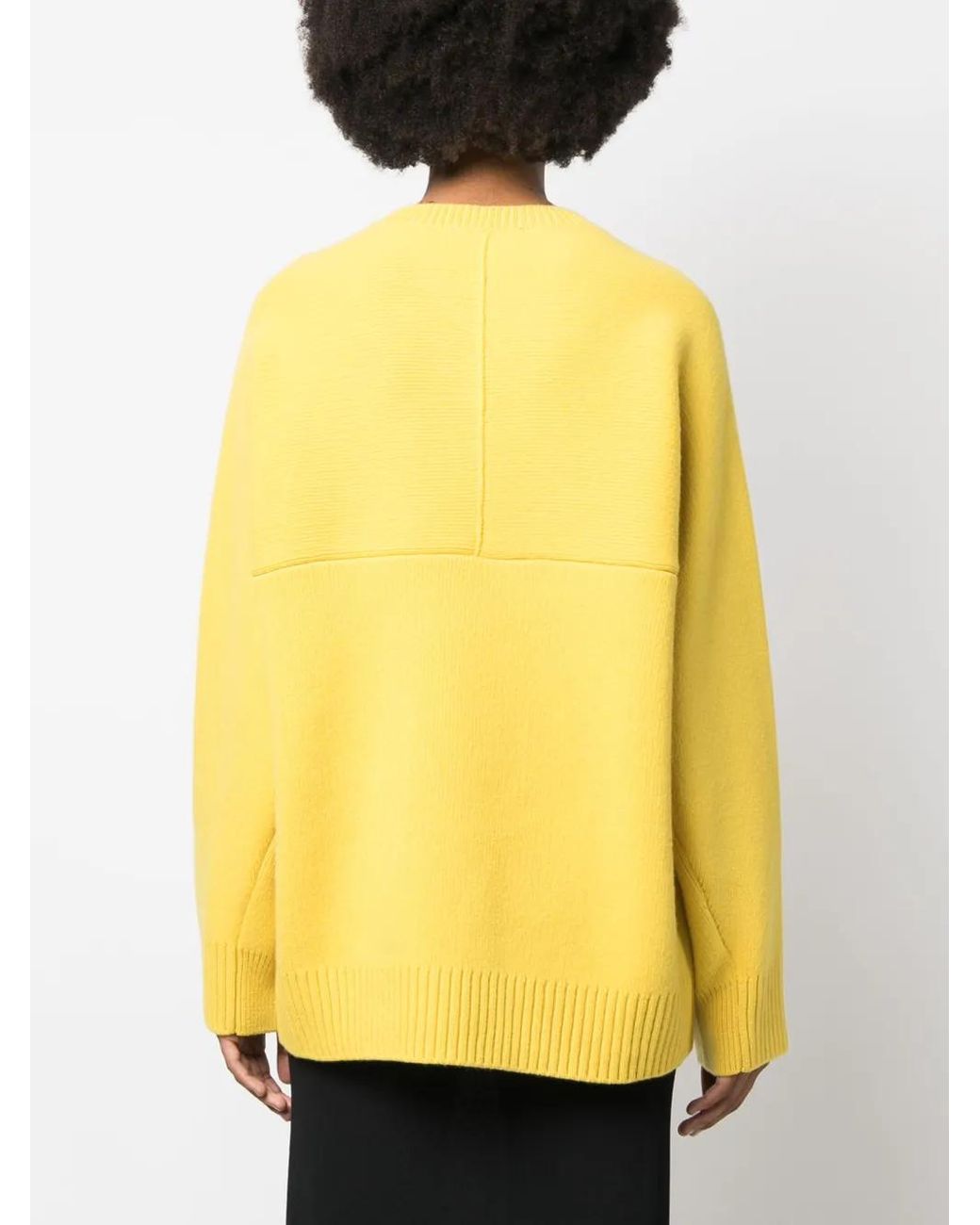Lanvin Yellow Round Neck Cocoon Cape Jumper