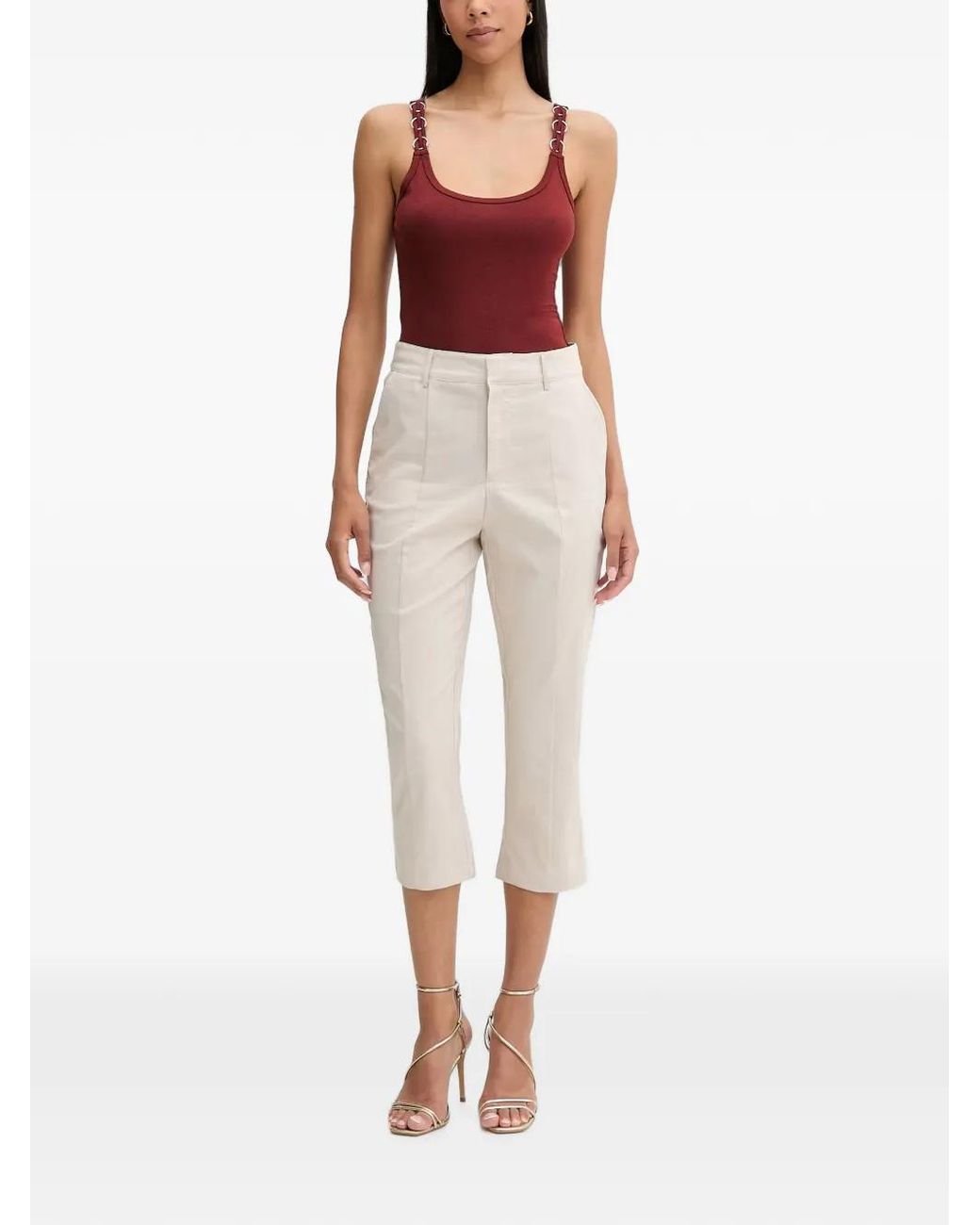 Guess Natural Cropped Tailored Trousers