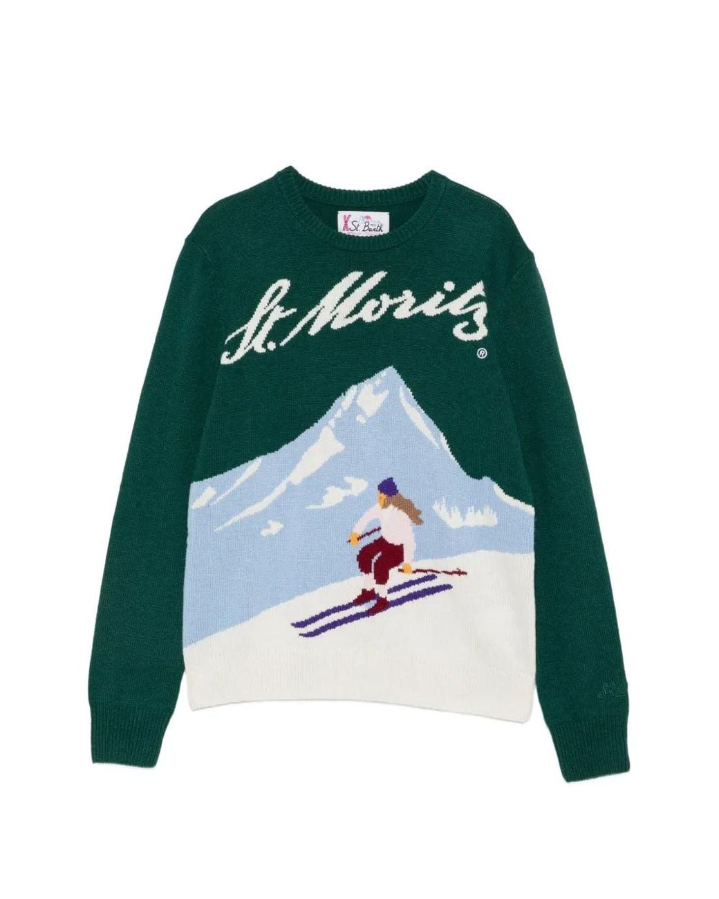 Mc2 Saint Barth Green St. Moritz Intarsia-Knit Sweater