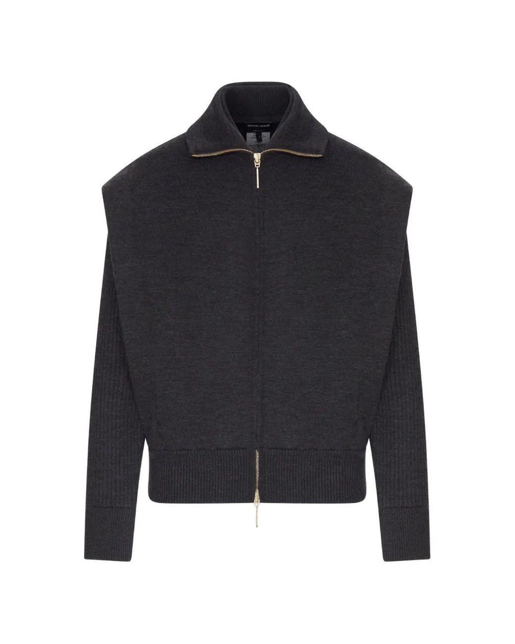 Giorgio Armani Black Wool Zip-Up Jacket