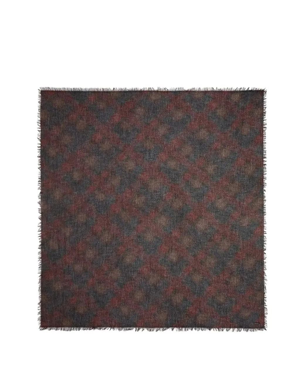 Faliero Sarti Brown Math Checked Frayed-Edge Scarf