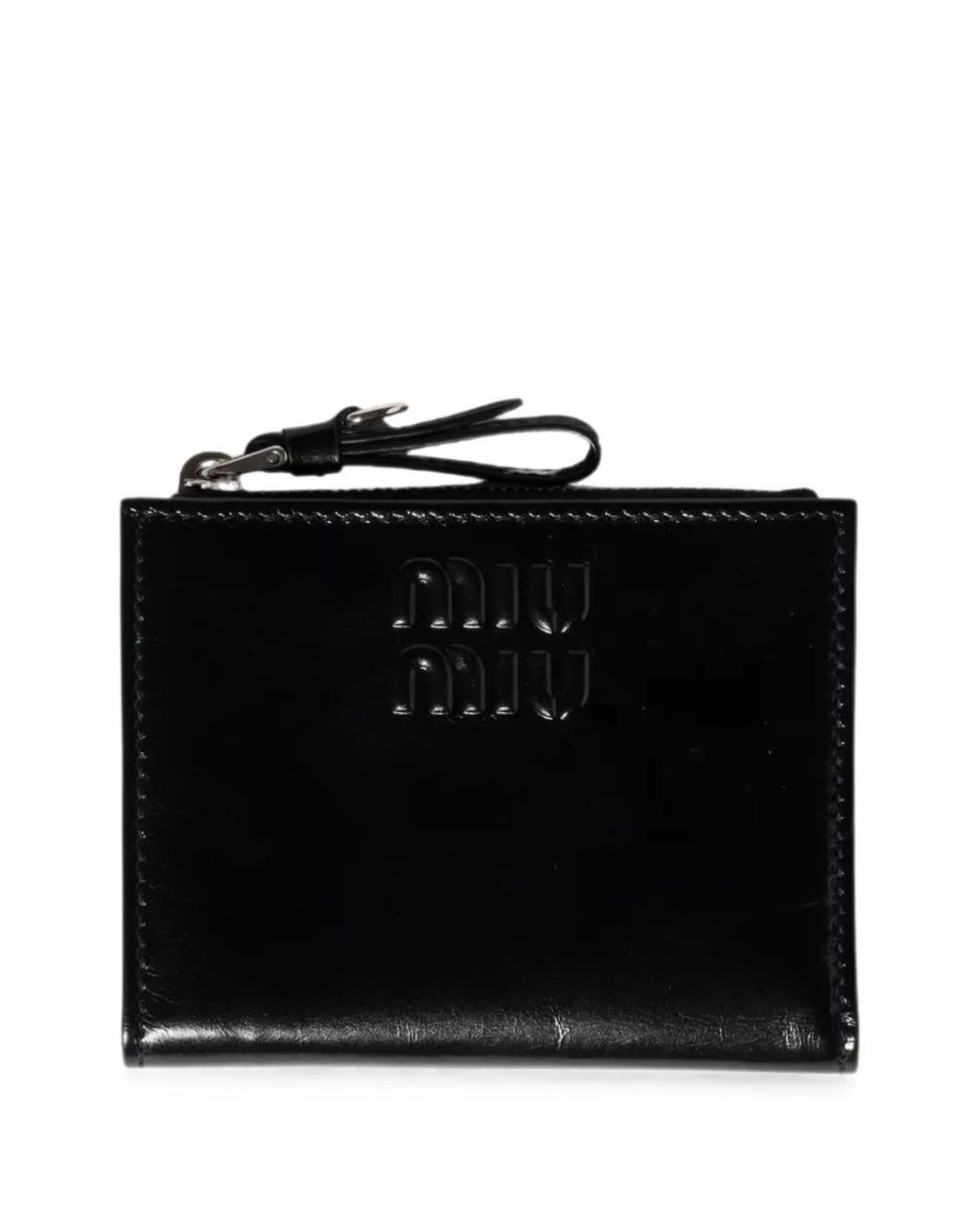 Miu Miu Black Small Logo-Embossed Leather Wallet