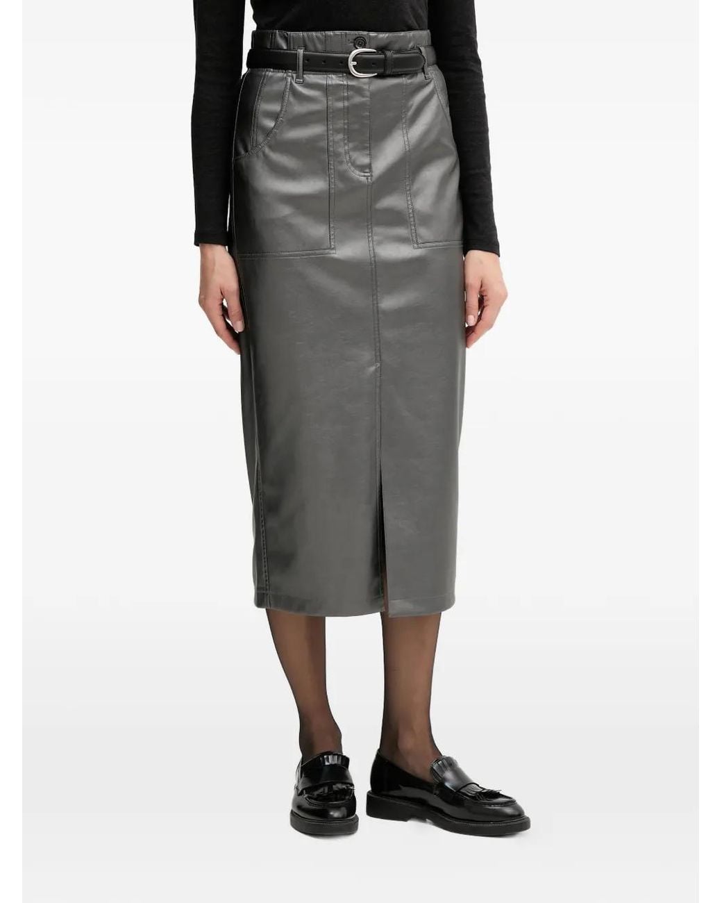 MARC AUREL Black Pocket Midi Skirt