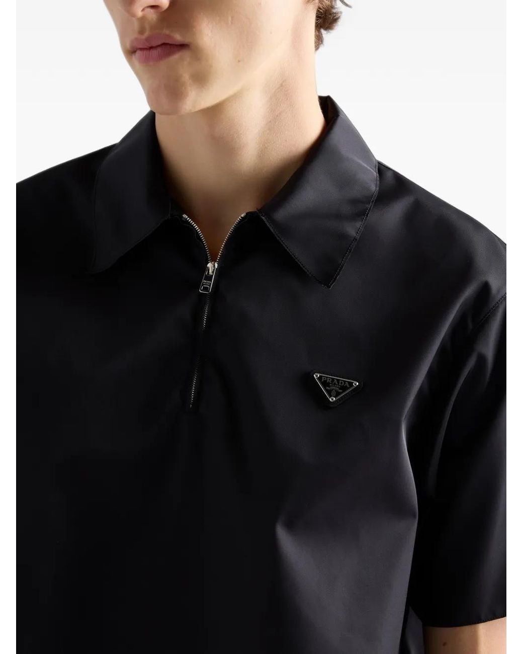 Prada Black Short-Sleeved Re-Nylon Shirt for men