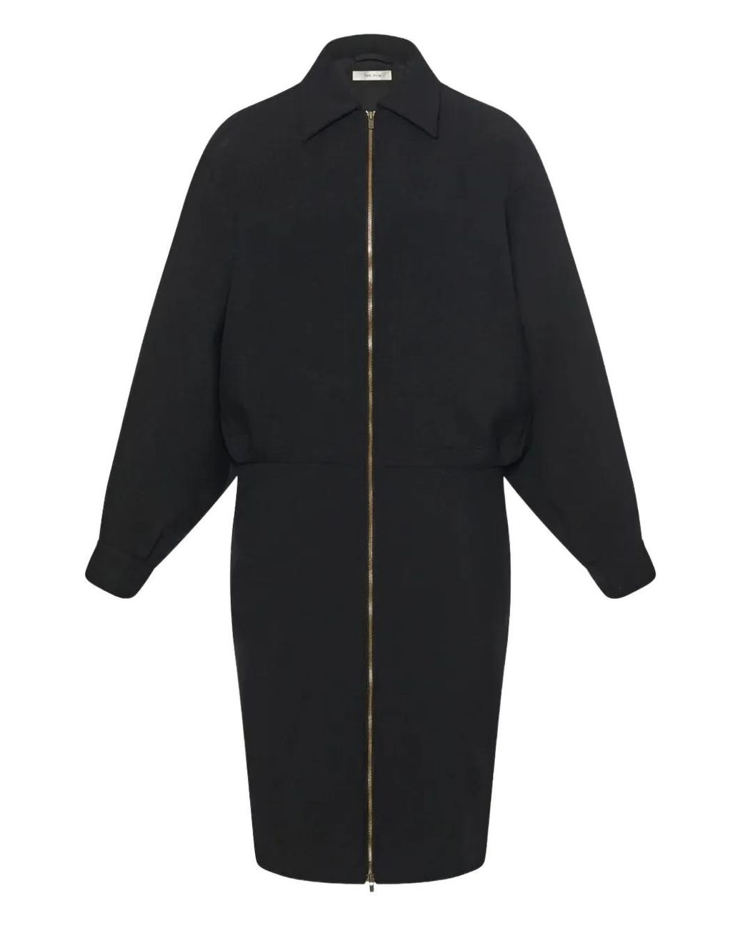 The Row Black Mave Zip-Front Balloon-Sleeve Dress