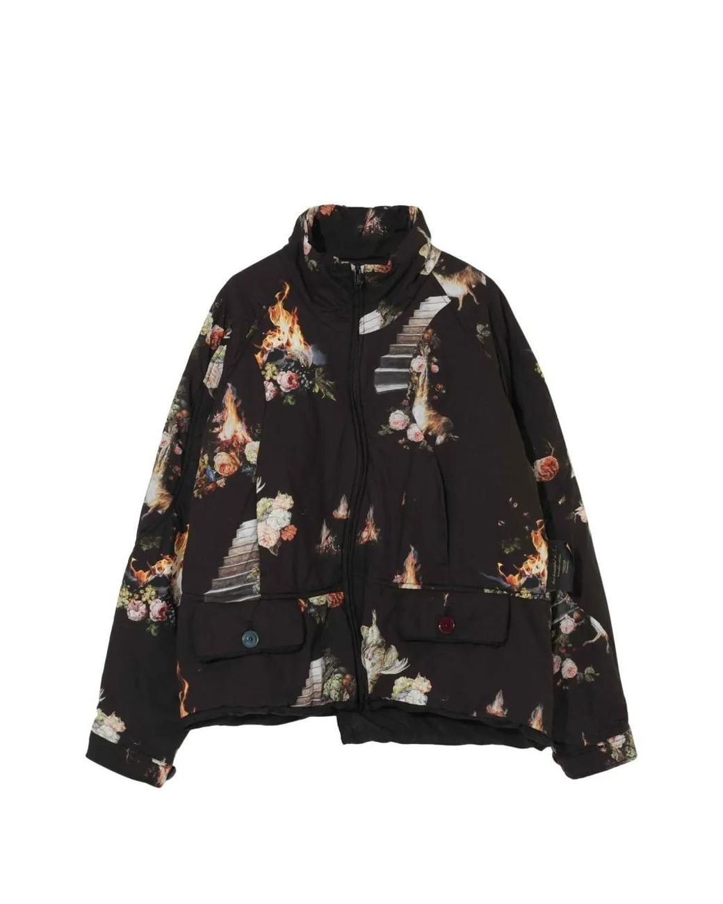 Undercover Black Graphic-Print Asymmetric Jacket for men