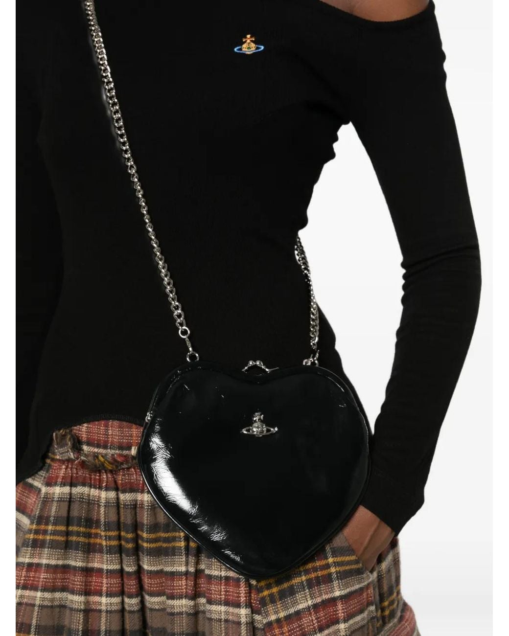 Vivienne Westwood Black Belle Heart Orb-Detail Tote Bag