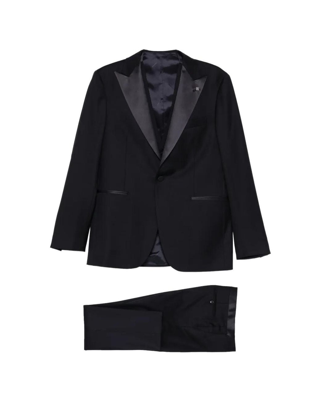 Tagliatore Black Shawl Collar Single-Breasted Suit (Set Of Three) for men