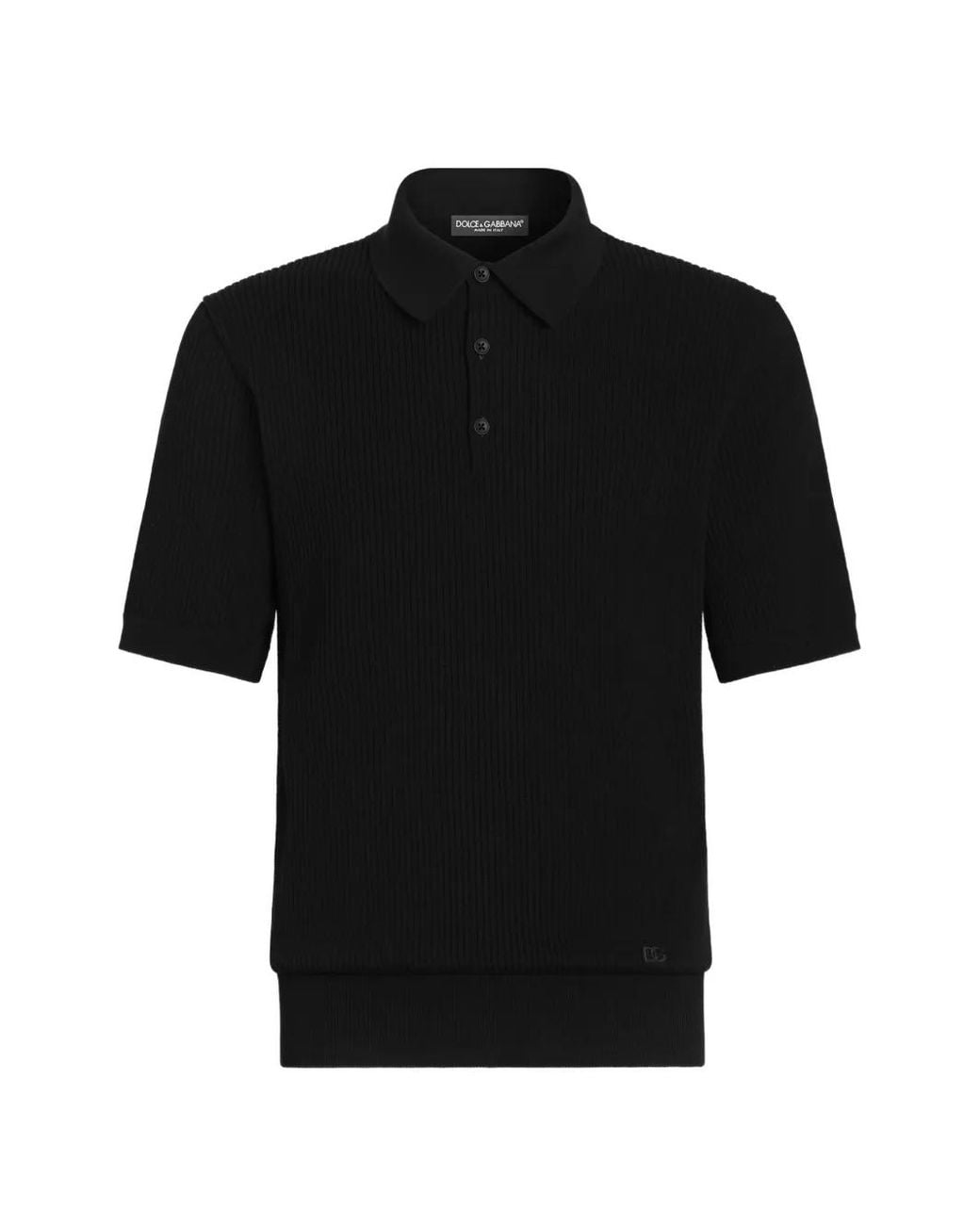 Dolce & Gabbana Black Micro-Rib Cotton Polo Shirt for men