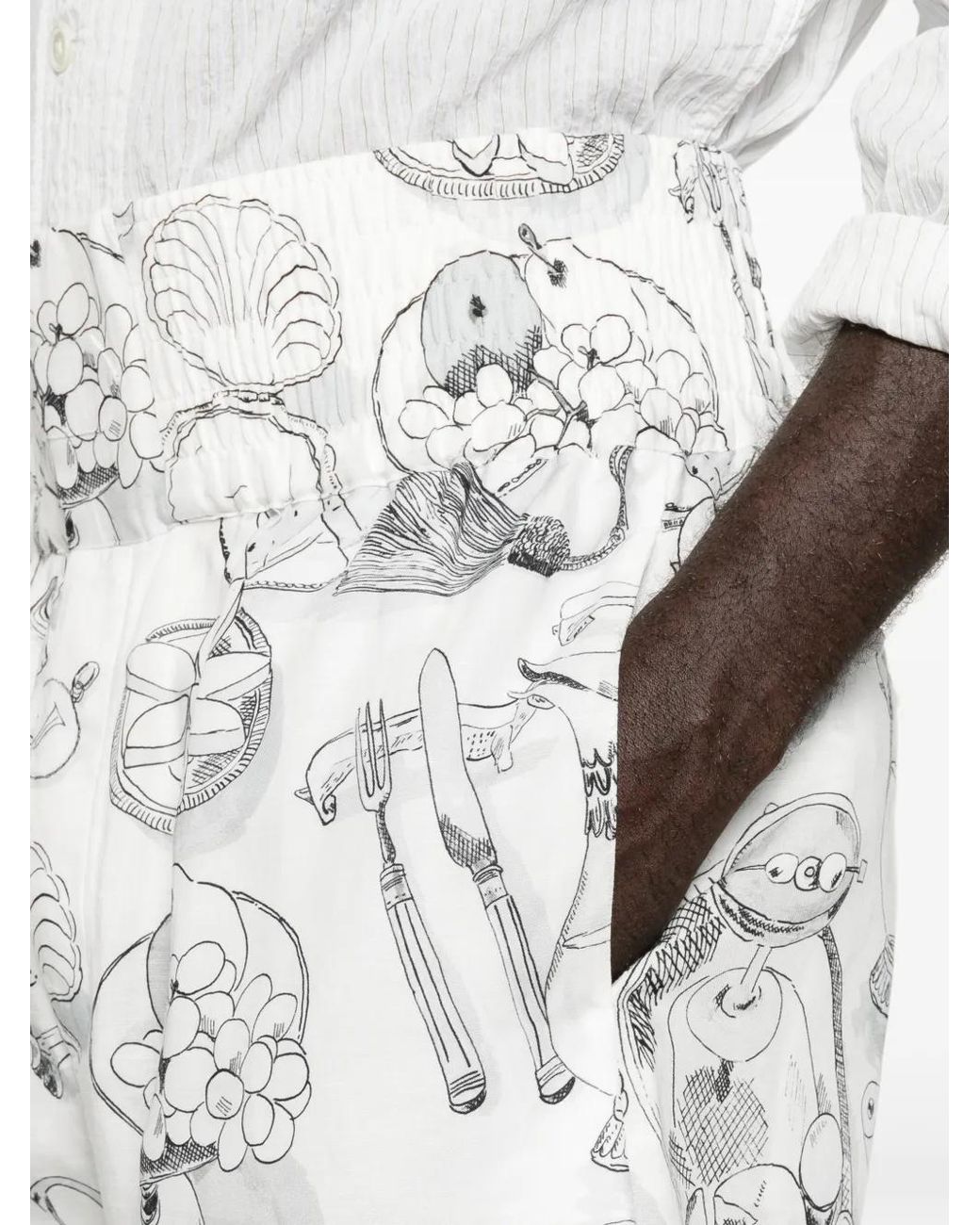 Jacquemus White Graphic-Print High-Waisted Shorts for men