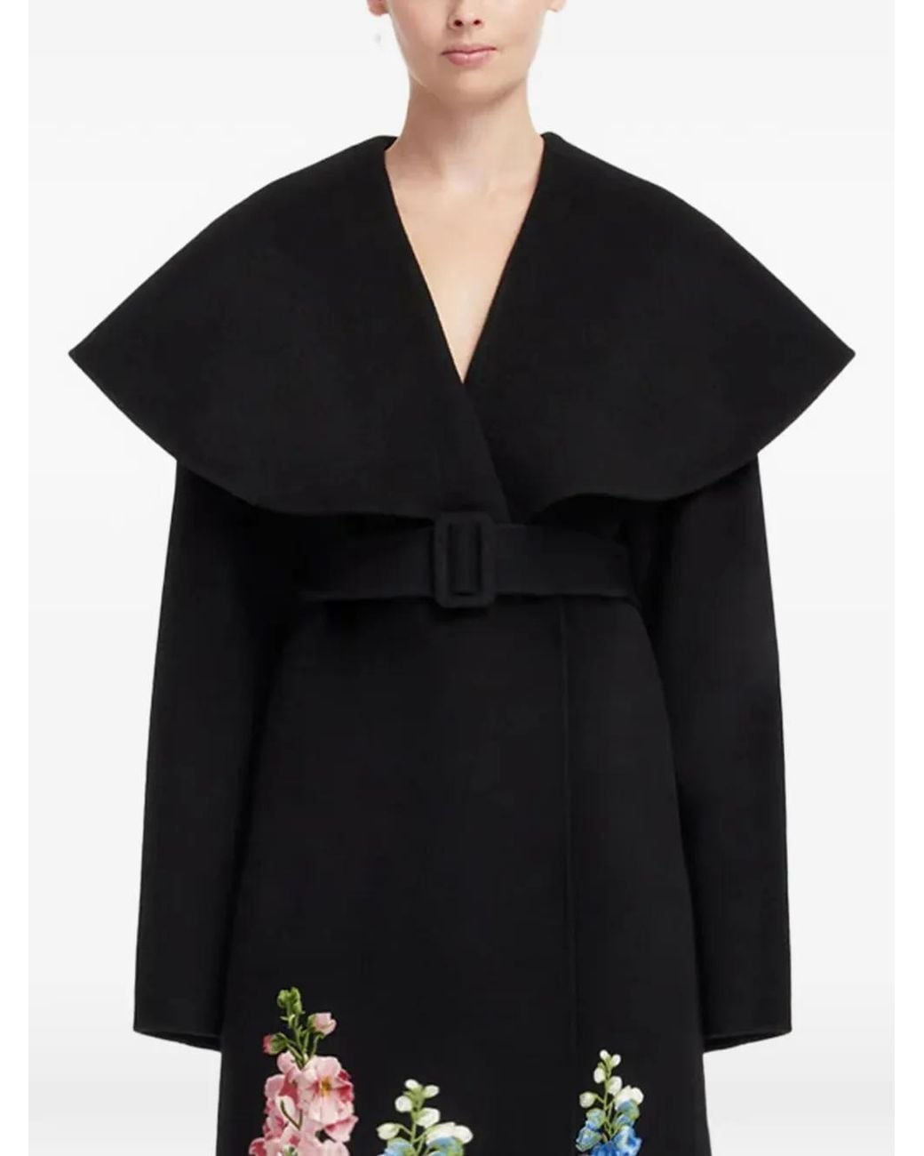 LEO LIN Black Manteau Joan À Broderies
