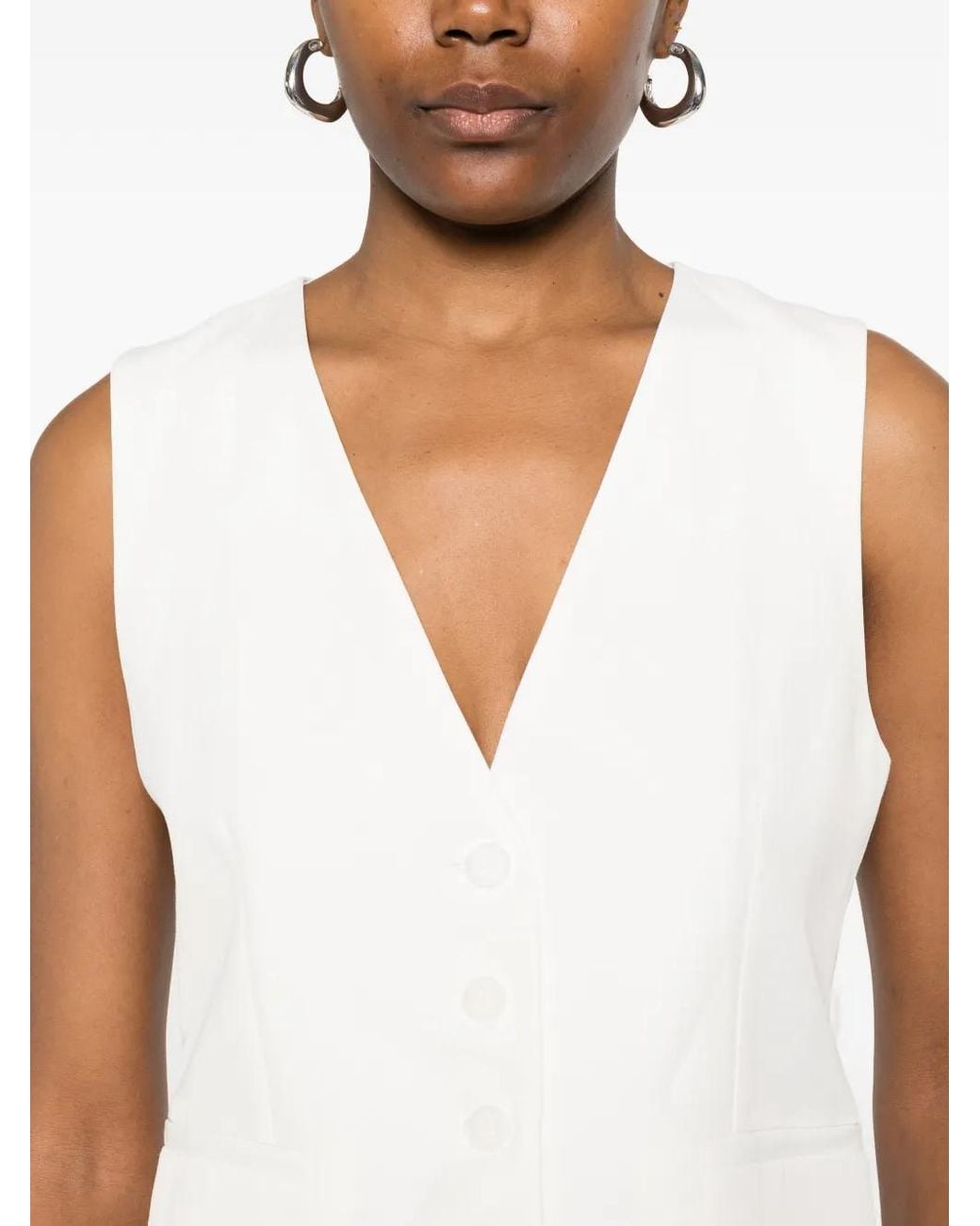 P.A.R.O.S.H. White V-Neck Button Jacket