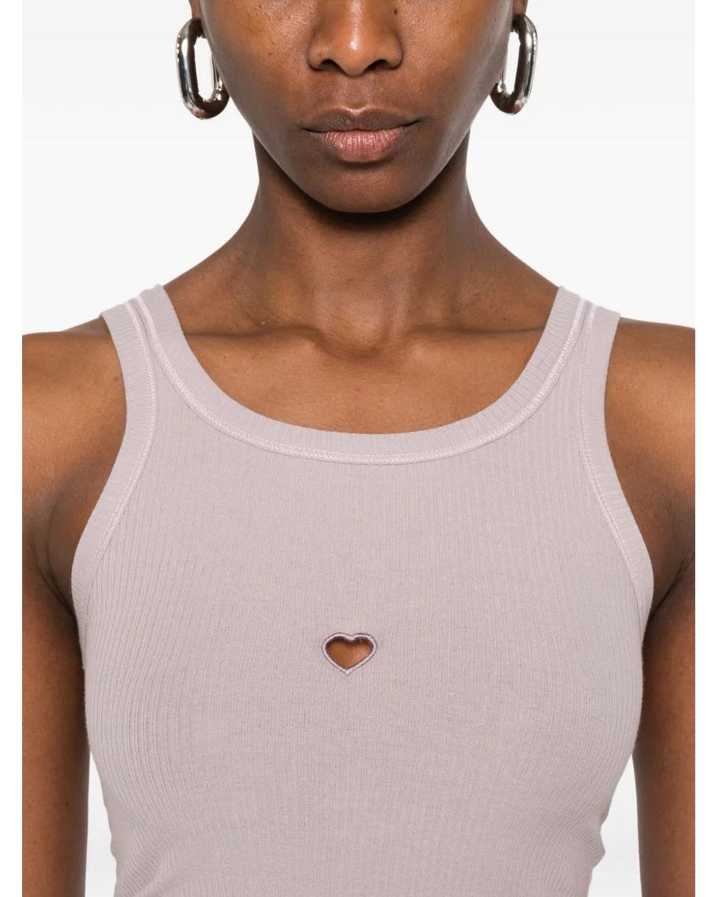 Baserange Pink Heart Ribbed Tank Top