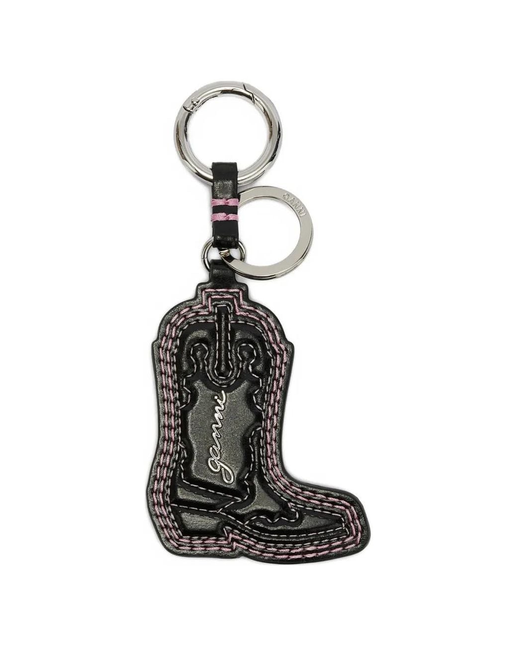 Ganni White Western Boot Keyring