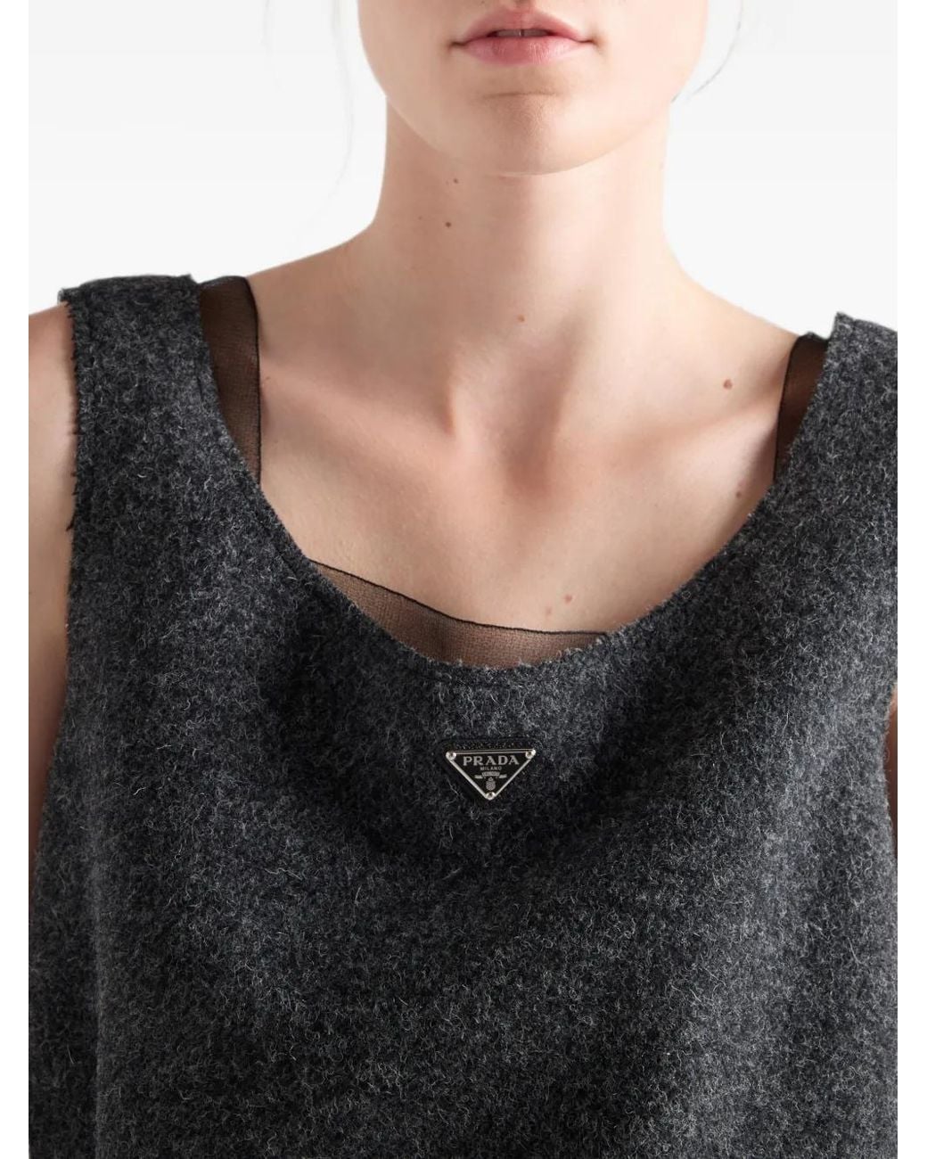 Prada Gray Shetland Wool Top