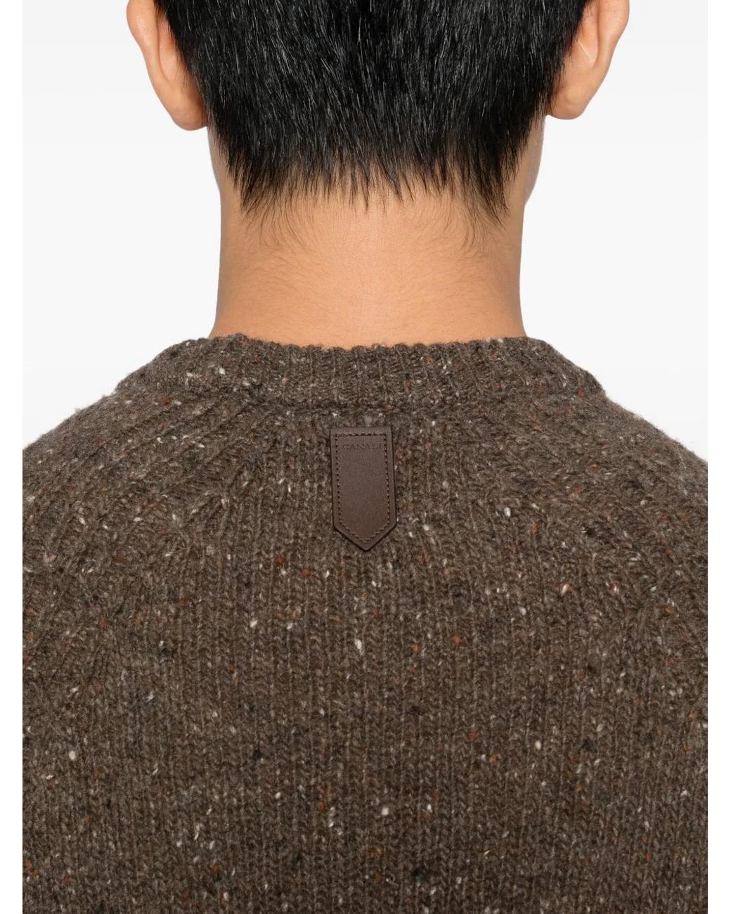 Canali Brown Speckled Crew-Neck Sweater for men
