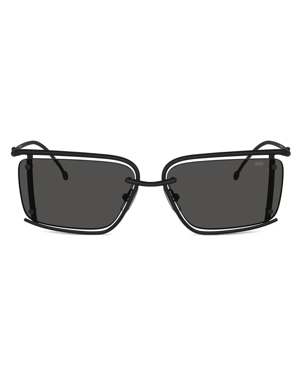 DIESEL Black Rectangle-Frame Metal Sunglasses