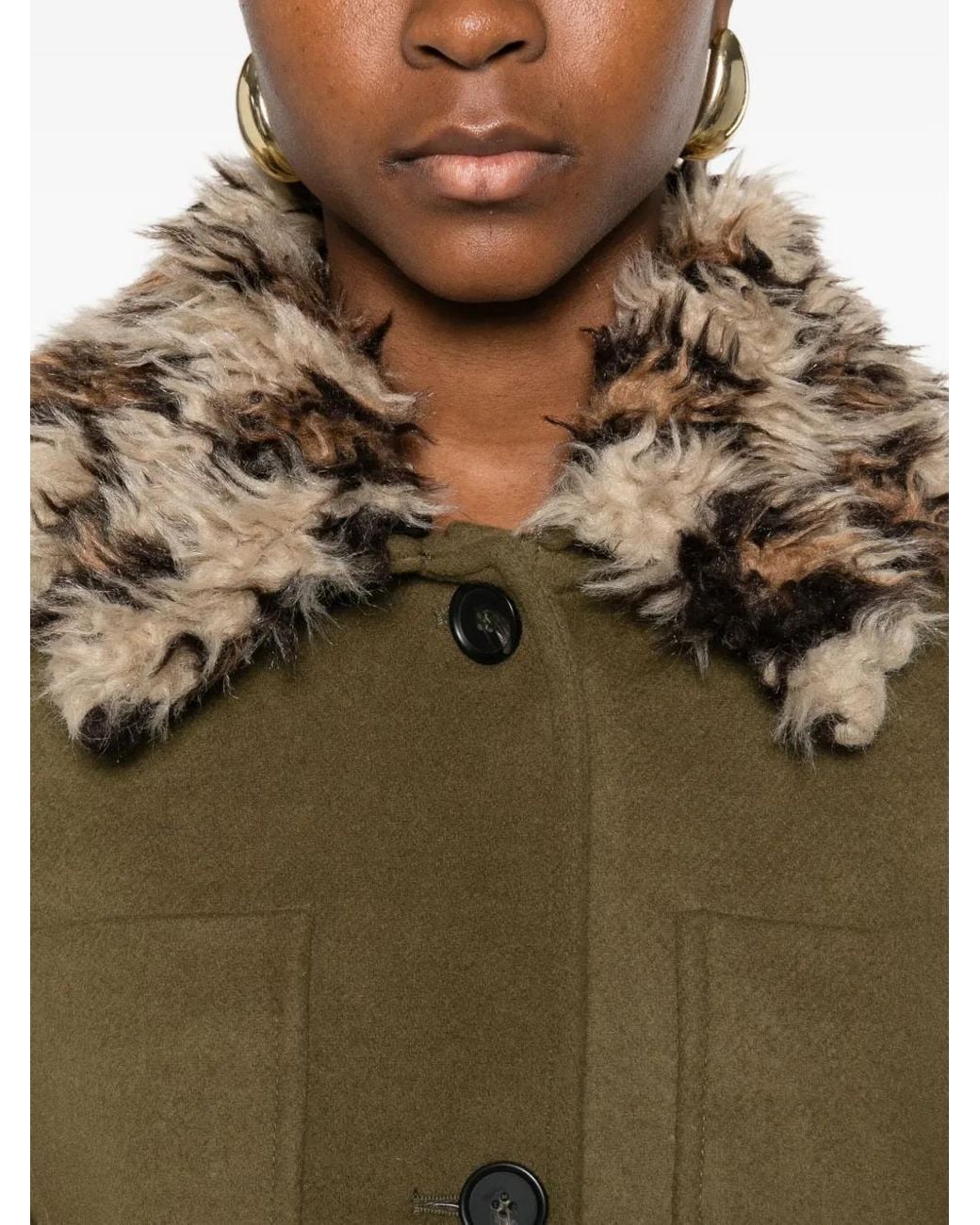 Cappotto Con Collo di MSGM in Green