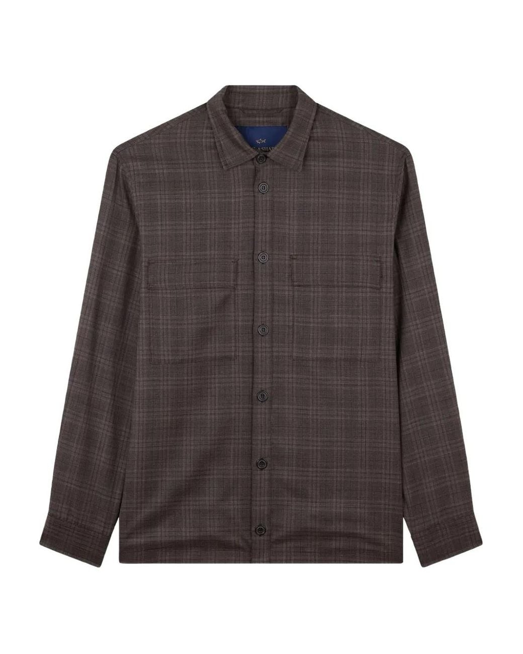Paul & Shark Brown Checkered Wool Shirt for men
