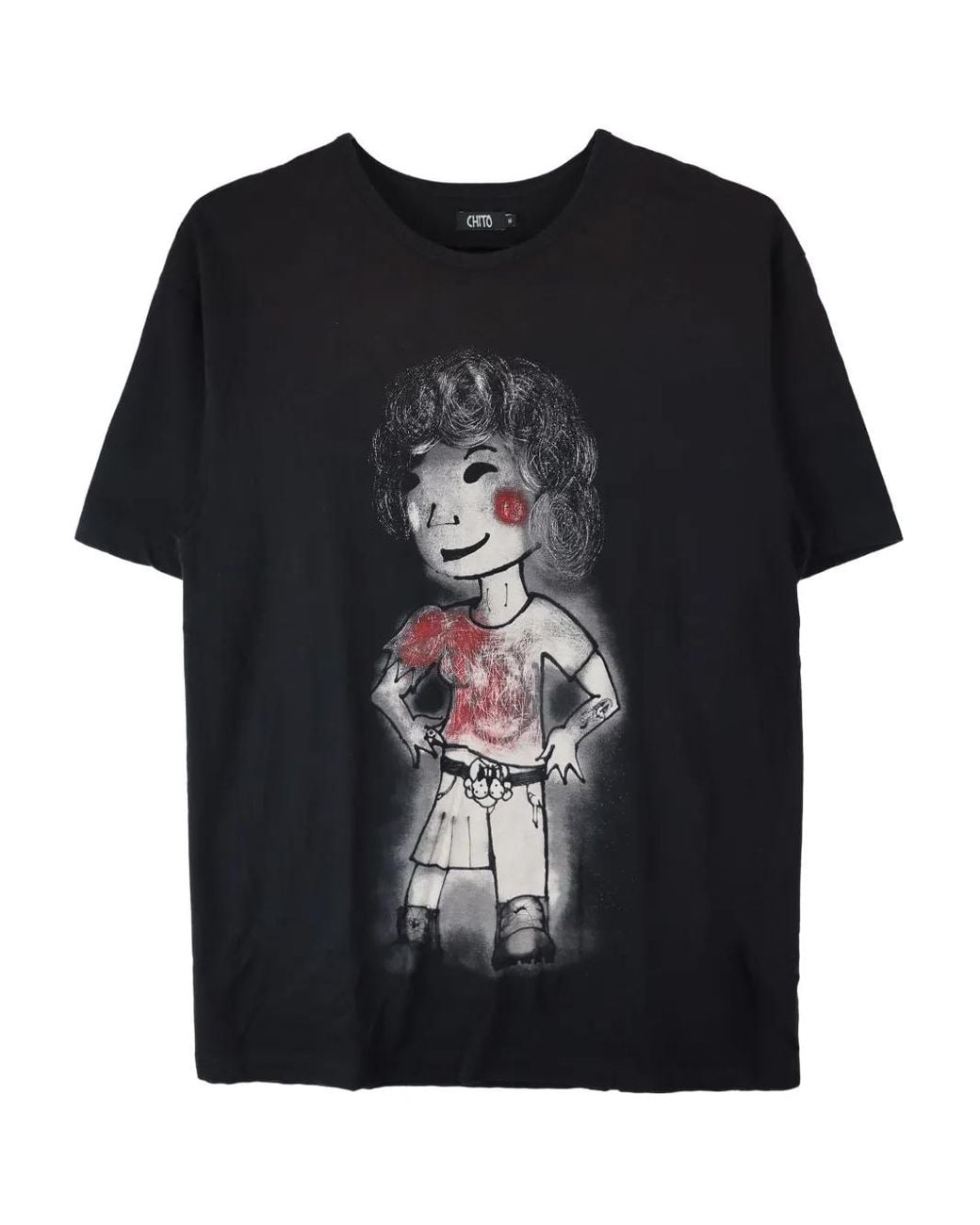 Chio Black Punkii Graphic-Print Cotton T-Shirt for men