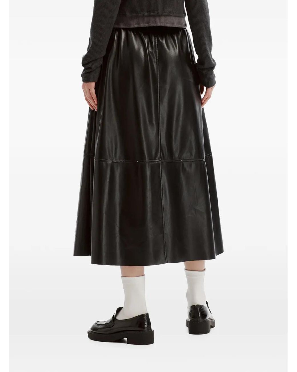 Musium Div. Black Heart-Charm Flared Midi Skirt