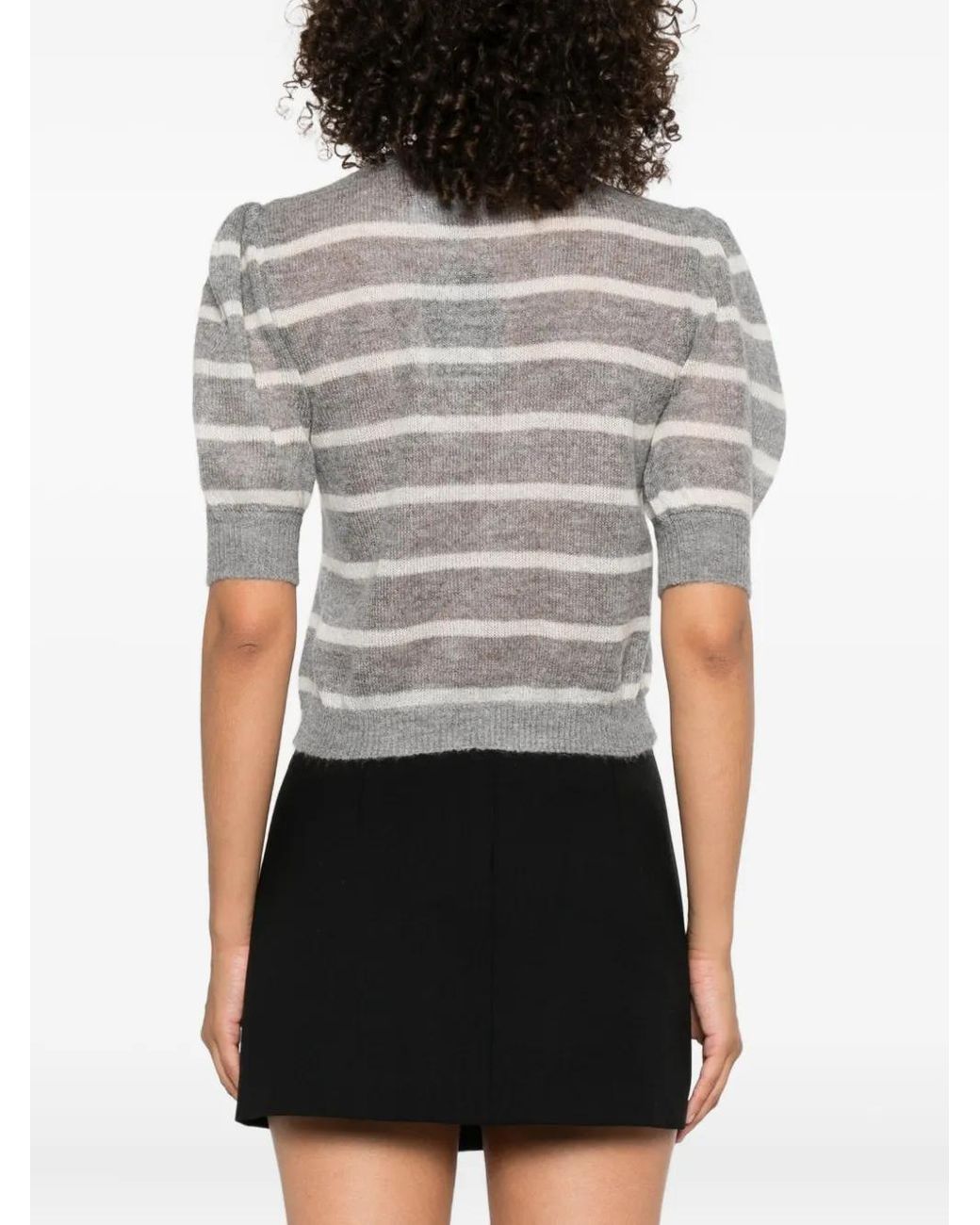 Pull Rayé À Fleurs Brodées Twinset en coloris Gray
