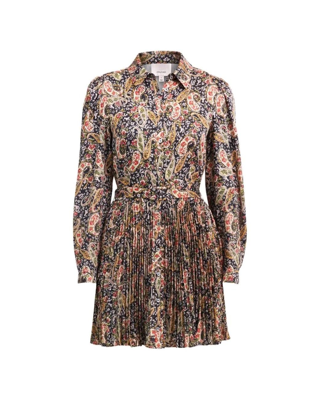 Cinq À Sept Brown Reynolds Paisley-Print Pleated Mini Dress