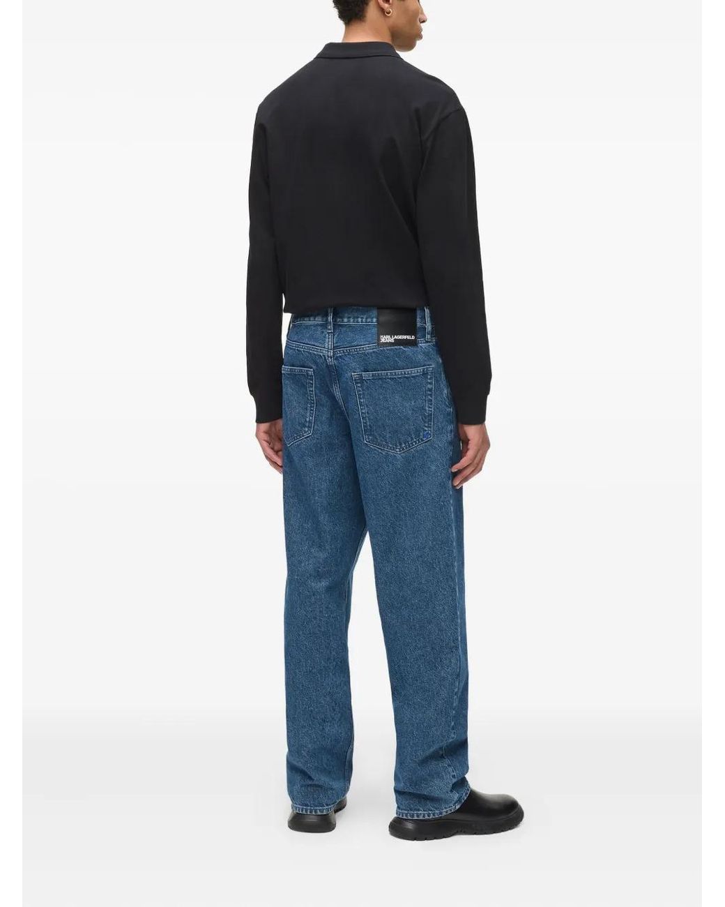Karl Lagerfeld Blue Logo-Patch Jeans for men