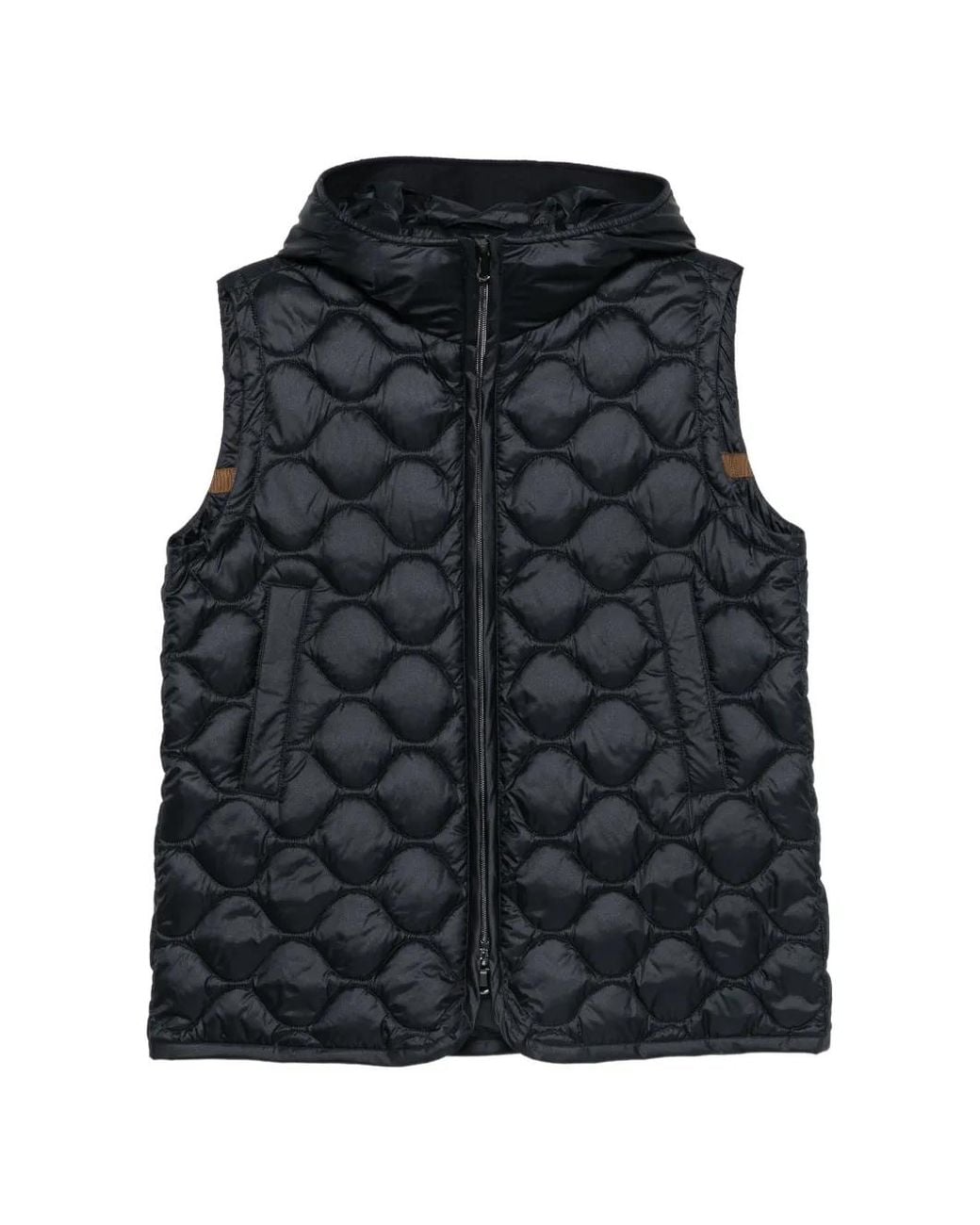 Luisa Cerano Black Quilted Hooded Gilet