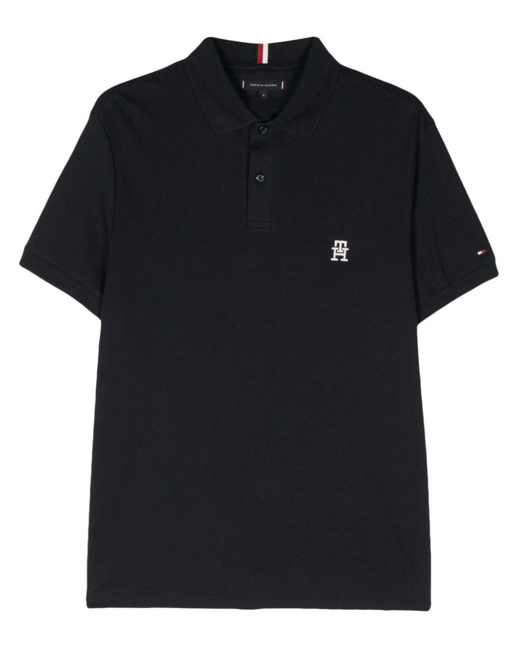 Tommy Hilfiger Th Monogram Cotton Polo Shirt in Black for Men Lyst
