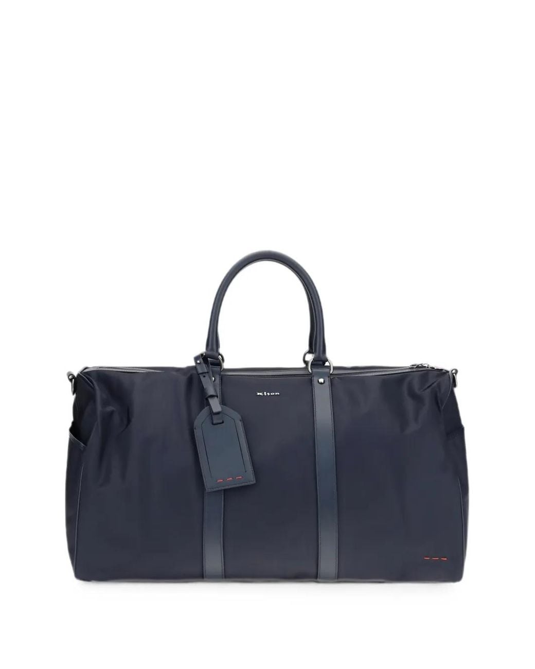 Kiton Blue Logo-Plaque Leather-Trim Holdall Bag for men