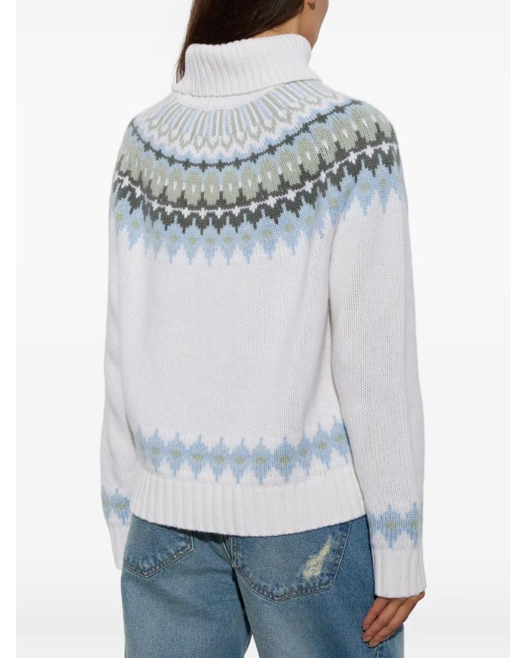 Bogner Gray Ingrid Fair Isle Roll-Neck Sweater