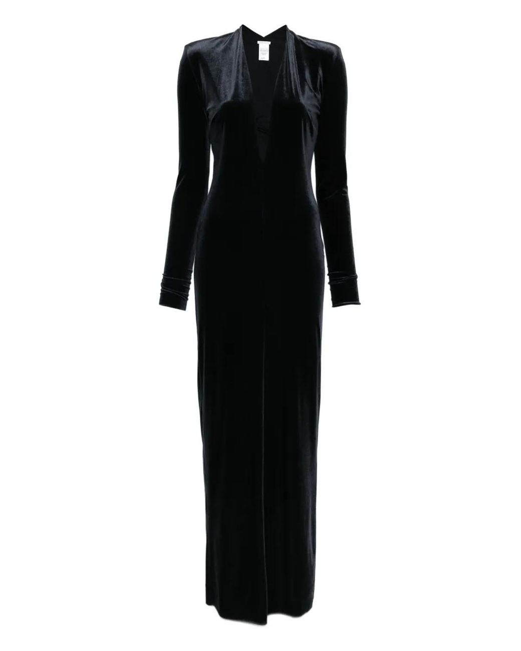 Amazuìn Black Velvet V-Neck Maxi Dress