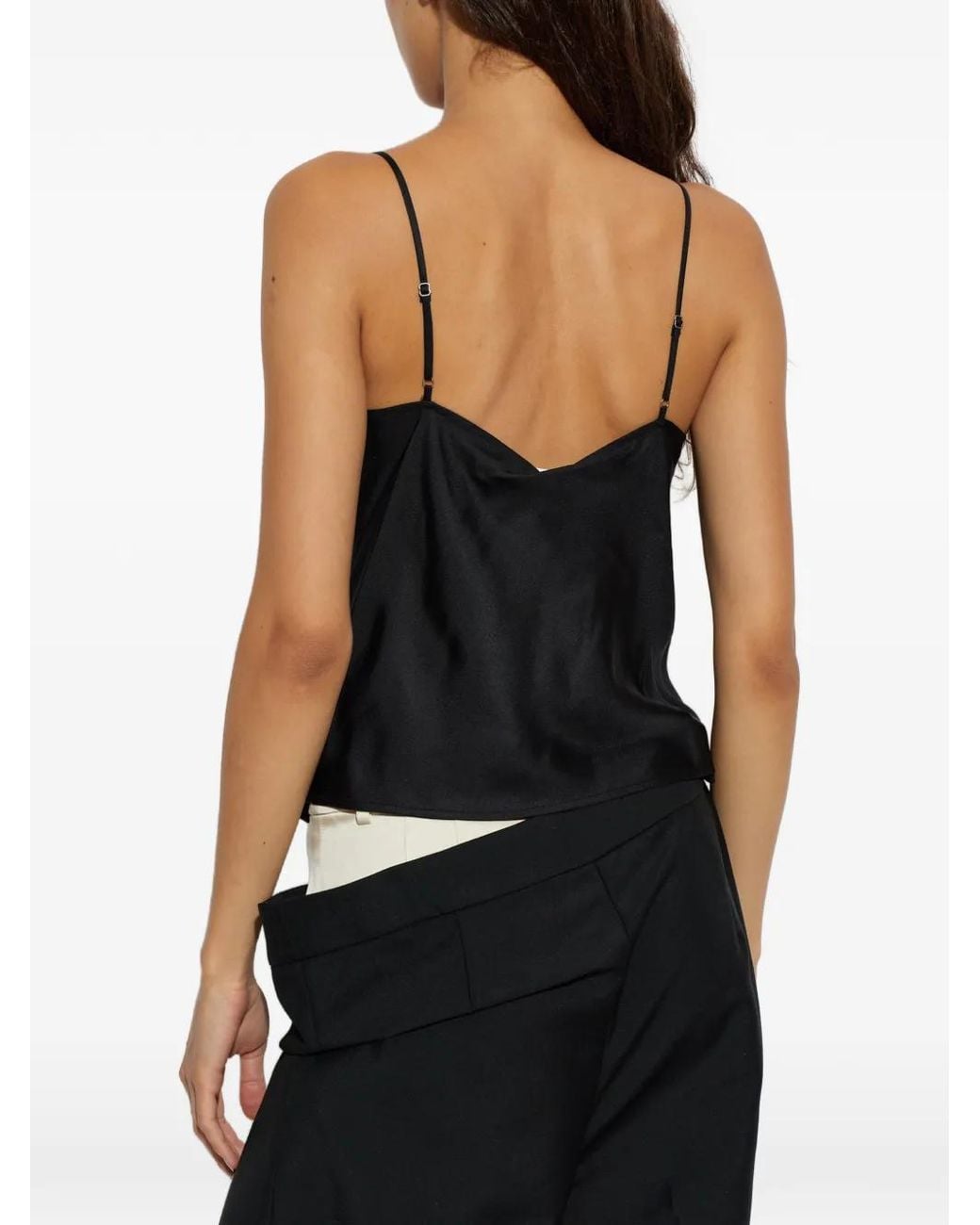 Alexander Wang Black Débardeur En Soie À Détail De Nœud