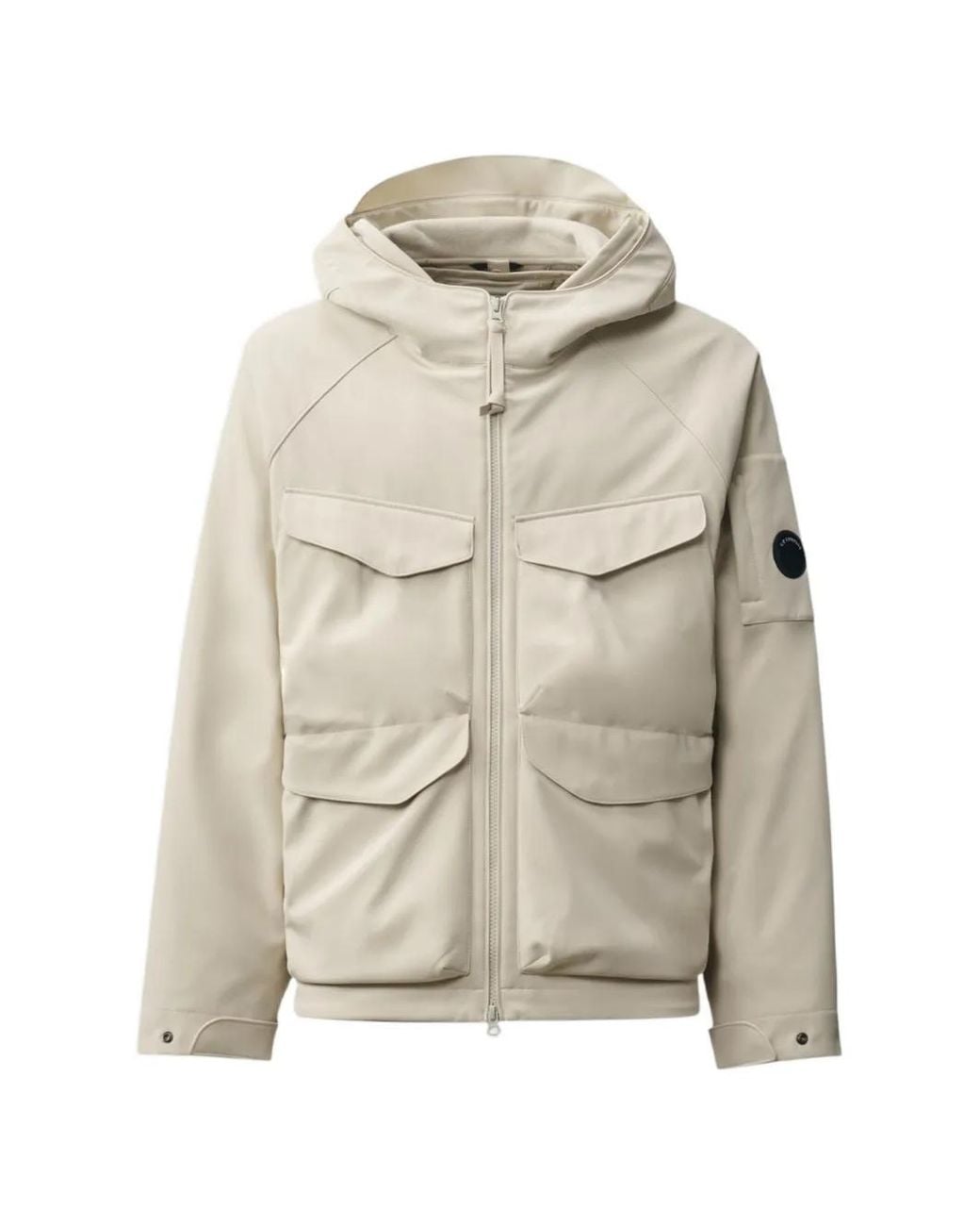 C P Company Natural Hooded Lens-Detail Jacket for men