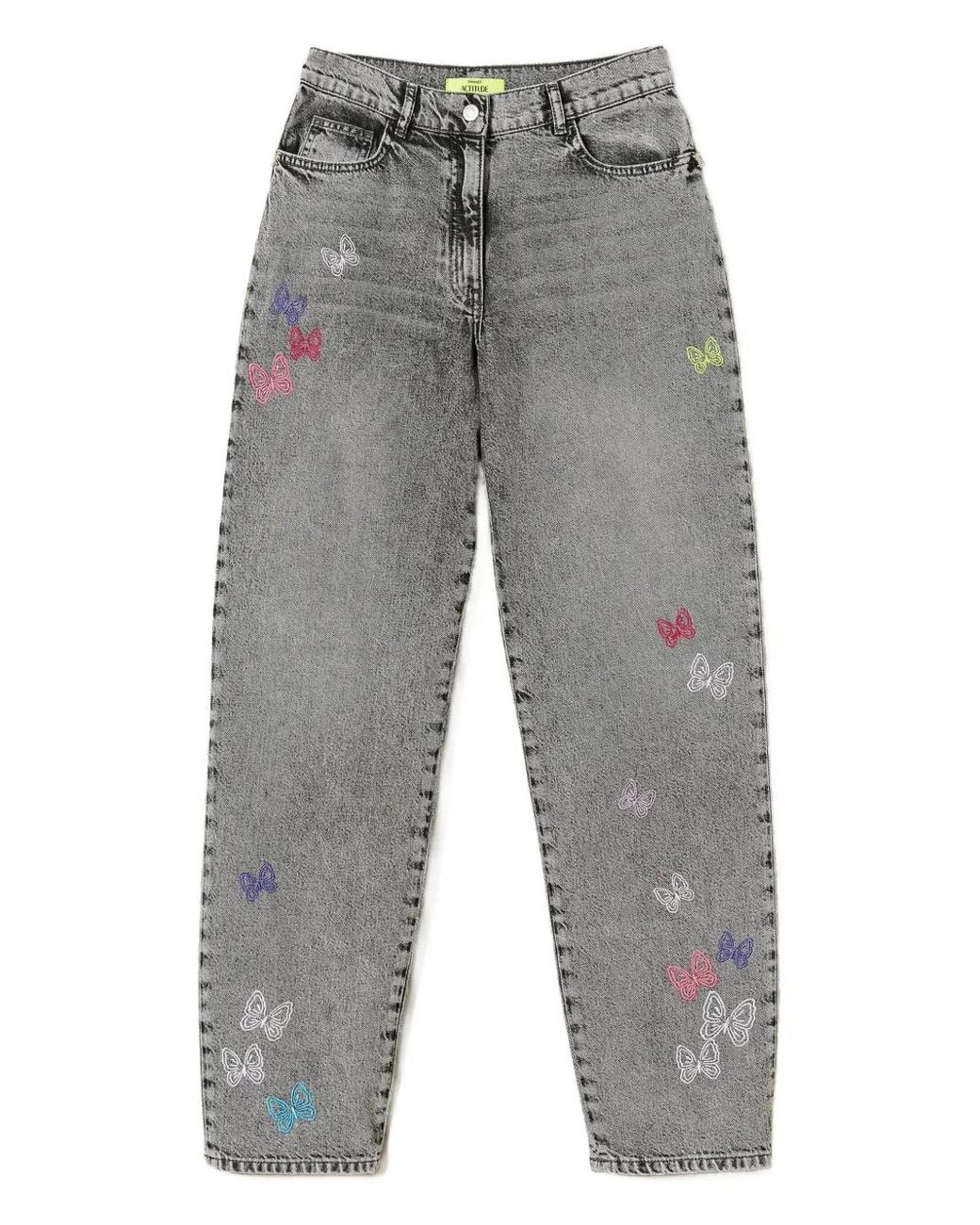 Twinset Gray Myfo Embroidered Barrel Jeans
